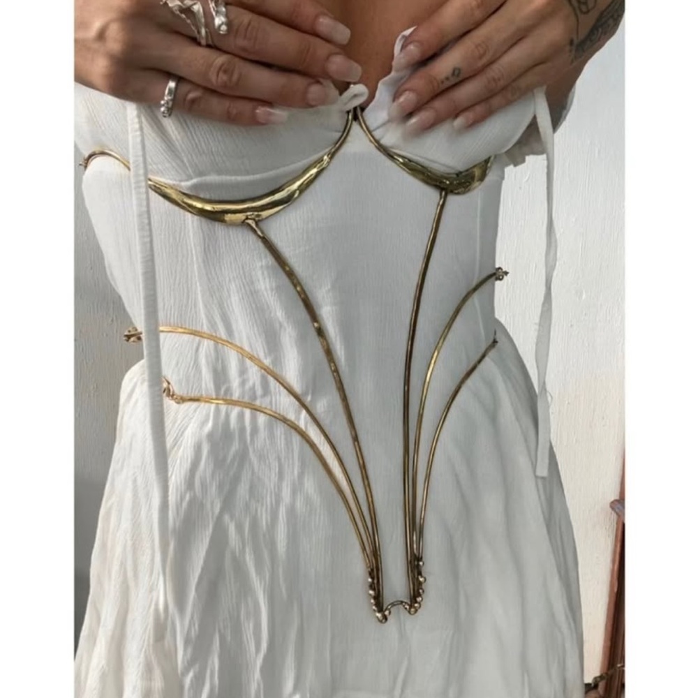 OOAK! Sloane Adams Brass Ribcage corset body jewelry harness gothic Sz M-L